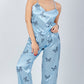 Baby Blue 3 Pieces Butterfly Print Pajama Set