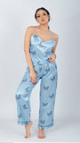 Baby Blue 3 Pieces Butterfly Print Pajama Set