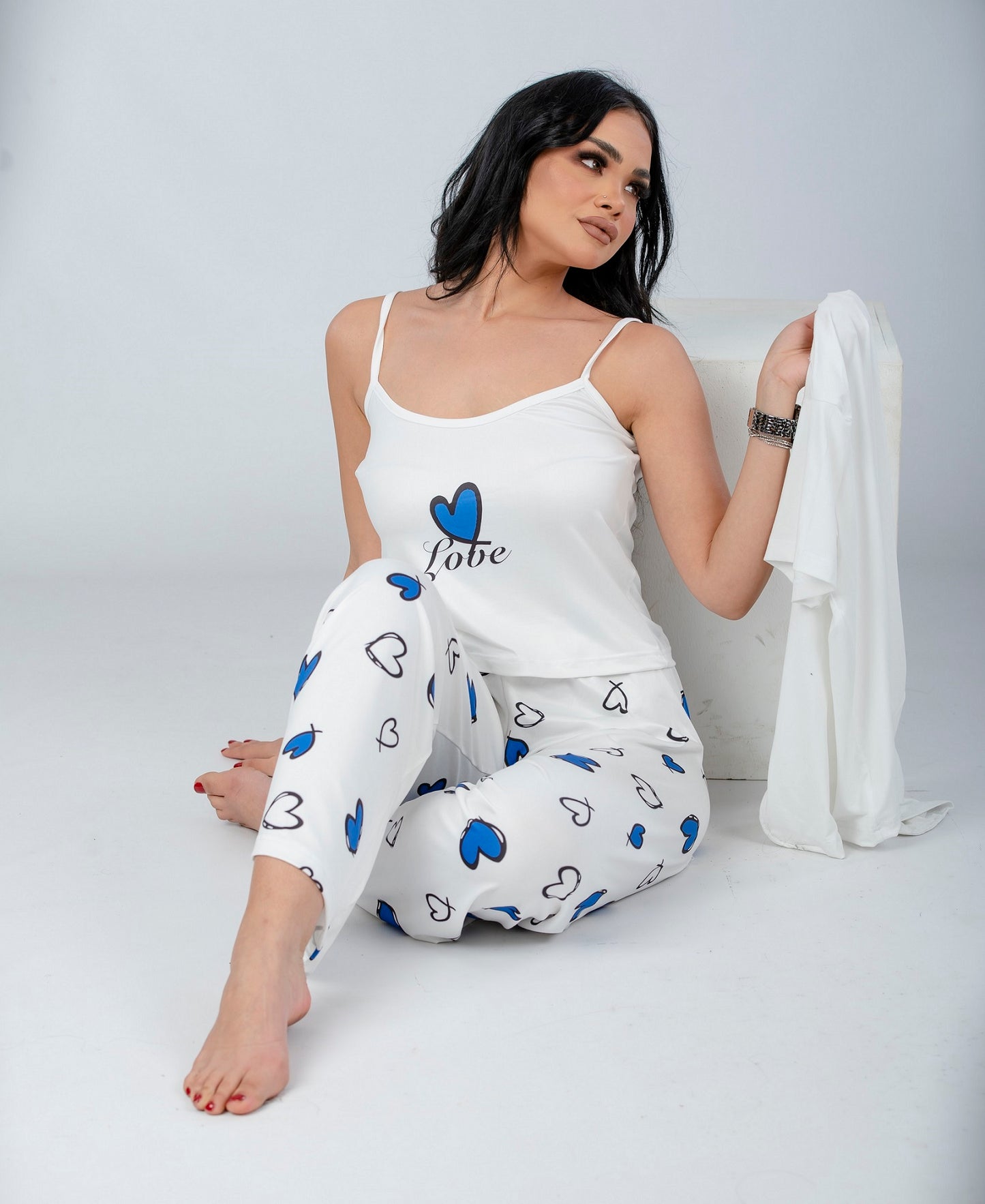 Blue Hearts Printed 2 Pieces Pajama Set