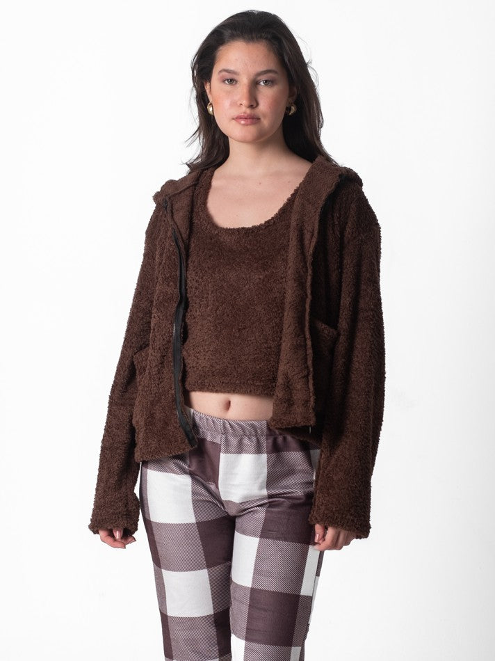 Brown 3 Pieces Teddy Hooded Pajama Set