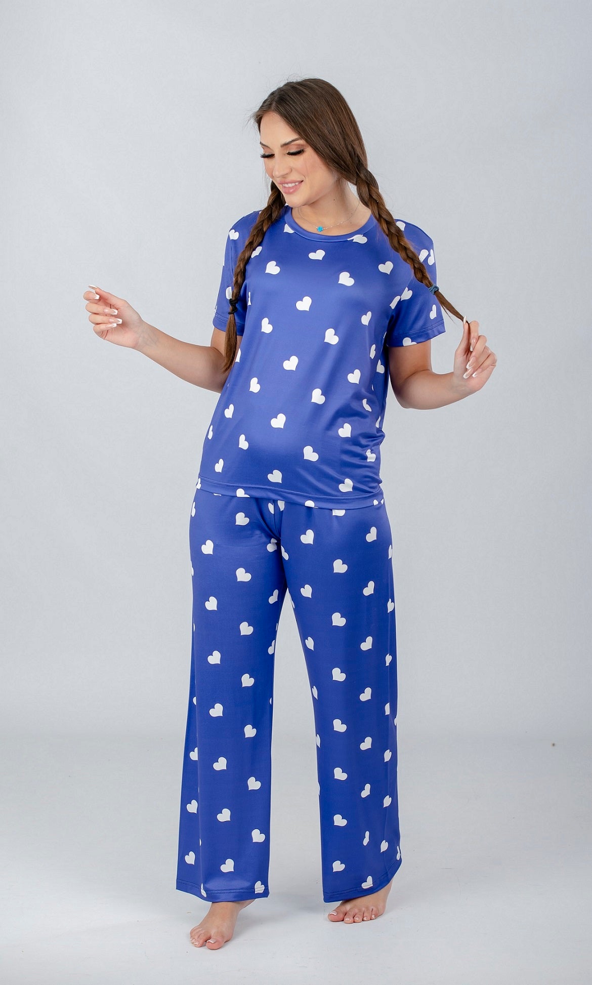 Purple Hearts Printed Pajama Set