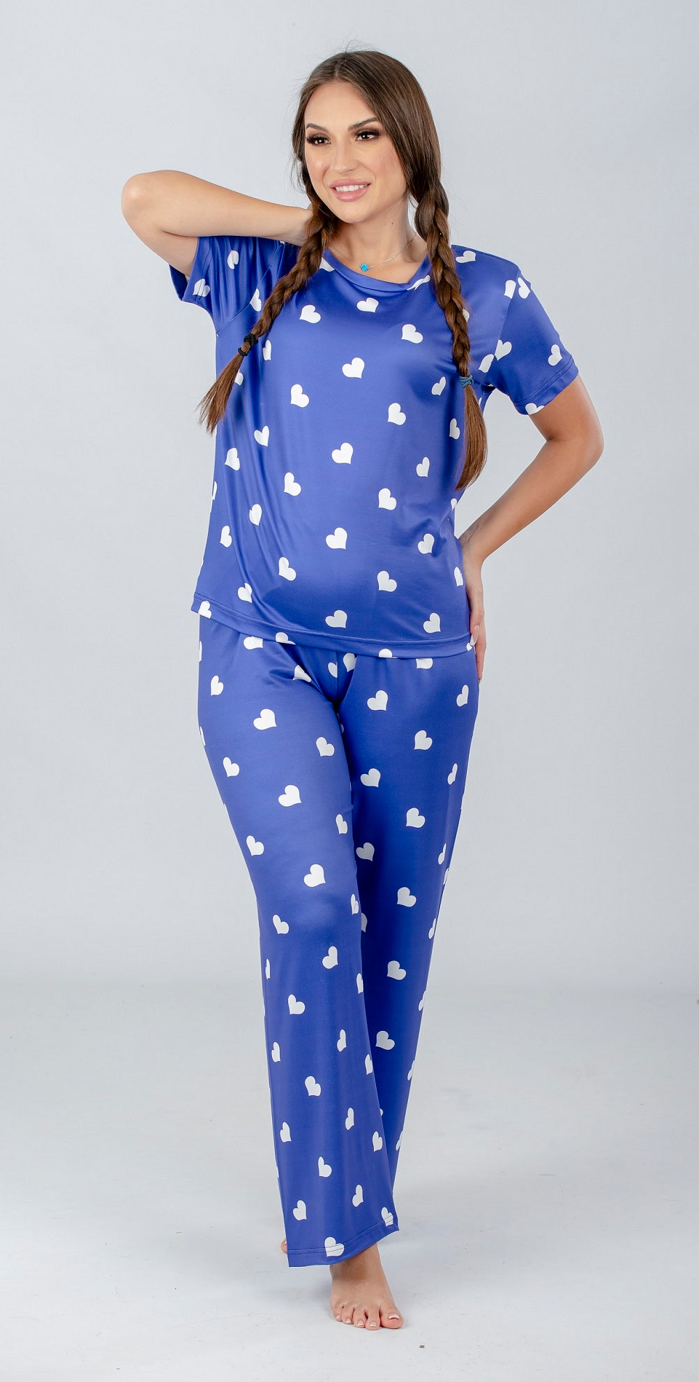 Purple Hearts Printed Pajama Set