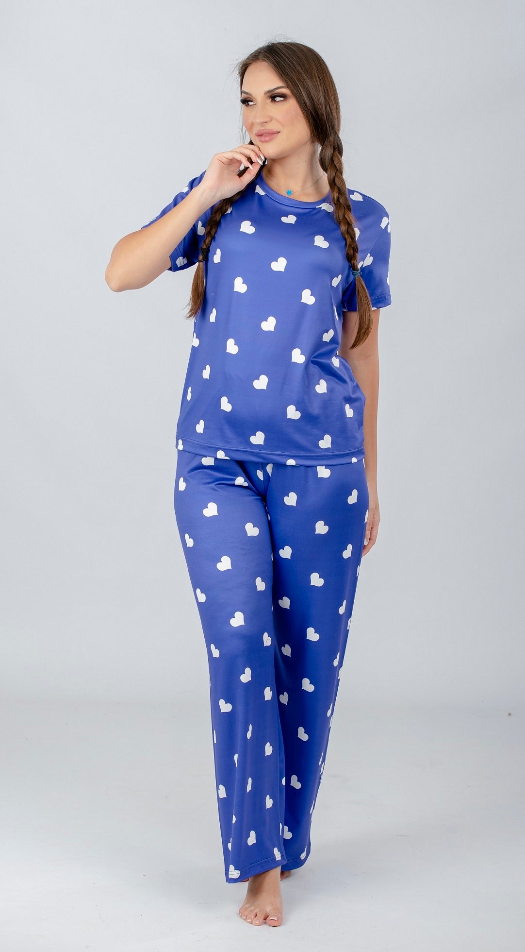 Purple Hearts Printed Pajama Set