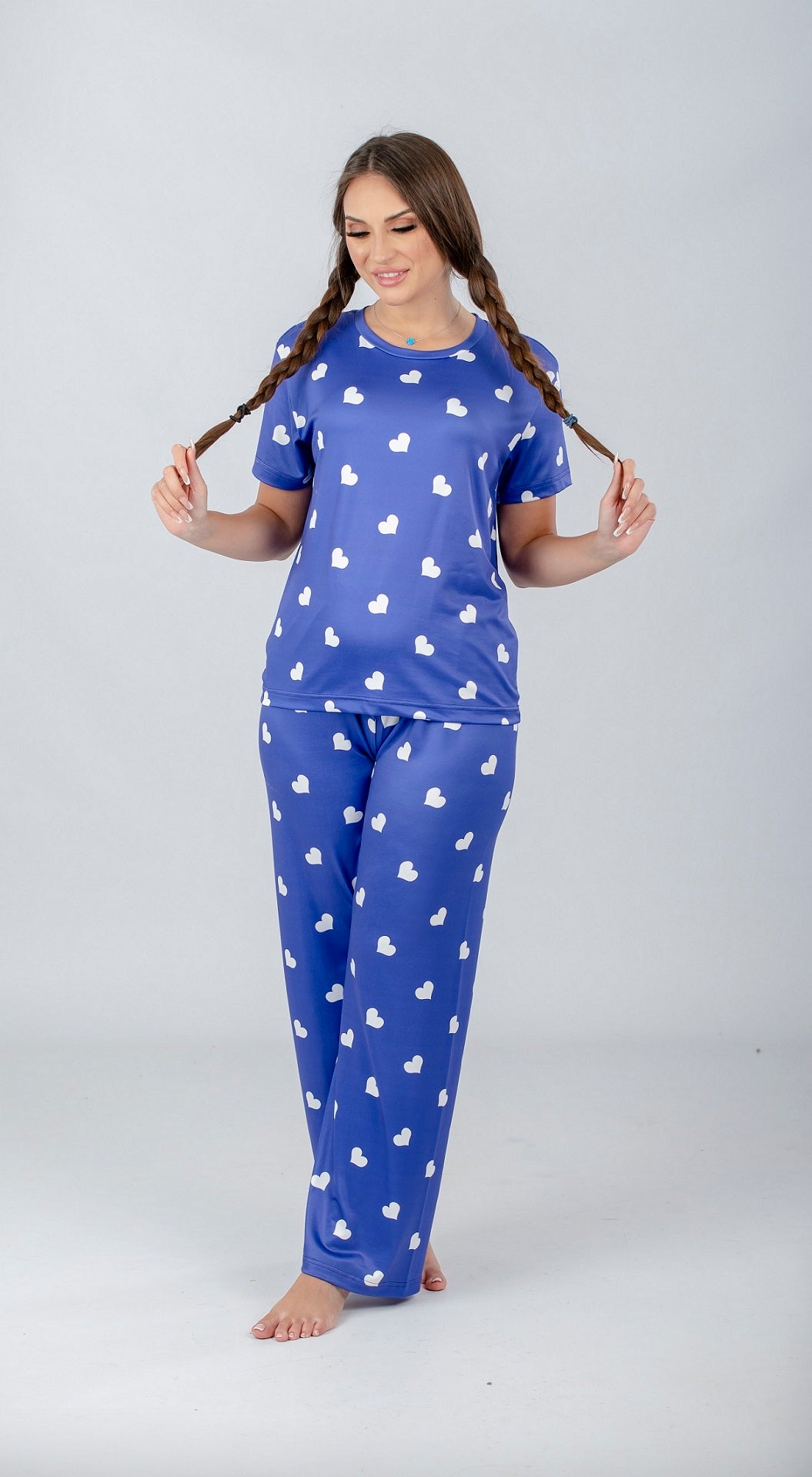 Purple Hearts Printed Pajama Set