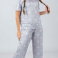 Gray Hearts Printed Pajama Set