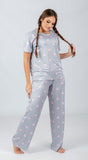 Gray Hearts Printed Pajama Set