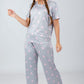 Gray Hearts Printed Pajama Set