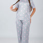 Gray Hearts Printed Pajama Set