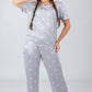 Gray Hearts Printed Pajama Set