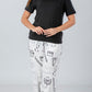 Black Solid Top & Printed Pants Pajama Set