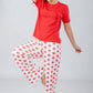 Red Solid Top & Printed Pants Pajama Set