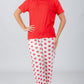 Red Solid Top & Printed Pants Pajama Set