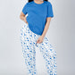 Blue Solid Top & Printed Pants Pajama Set