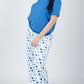 Blue Solid Top & Printed Pants Pajama Set