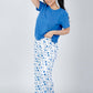 Blue Solid Top & Printed Pants Pajama Set