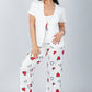 Red 3 Pieces Heart Print Pajama Set