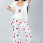 Red 3 Pieces Heart Print Pajama Set