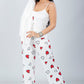 Red 3 Pieces Heart Print Pajama Set