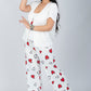 Red 3 Pieces Heart Print Pajama Set