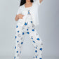 Blue 3 Pieces Heart Print Pajama Set