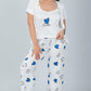 Blue 3 Pieces Heart Print Pajama Set