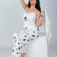 Blue 3 Pieces Heart Print Pajama Set