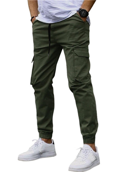 Olive Bengaline Cargo Pants with Drawstring