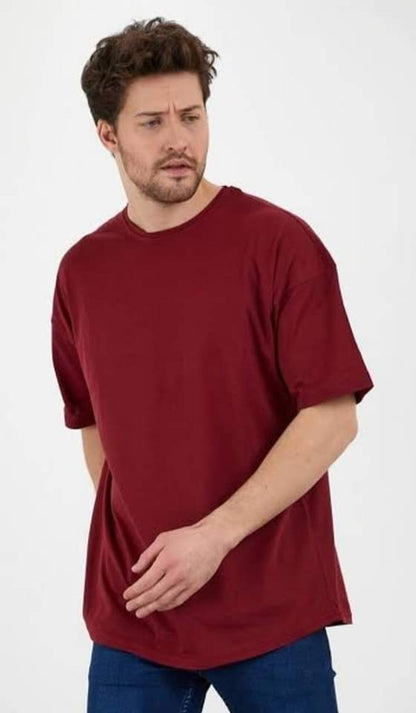 Burgundy Basic Plain Cotton T-Shirt