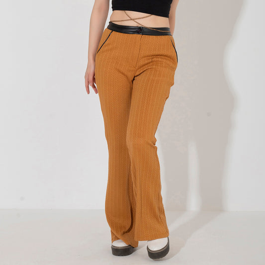 Havana Knitted Pants with Leather Waist