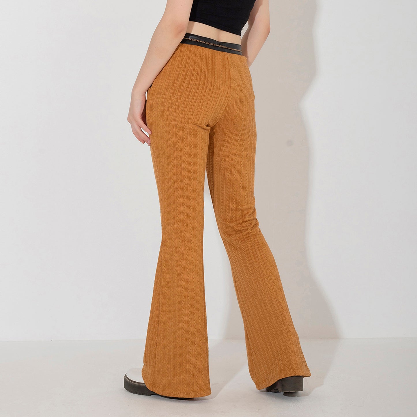 Havana Knitted Pants with Leather Waist