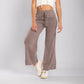 Coffee Wide Leg Knit Pants with Drawstring