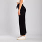 Black Wide Leg Knit Pants with Drawstring