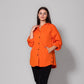 Orange Press Buttons Capitone Hooded Jacket