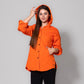 Orange Press Buttons Capitone Hooded Jacket