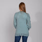 Mint Blue Puff Sleeves Knitted Pullover