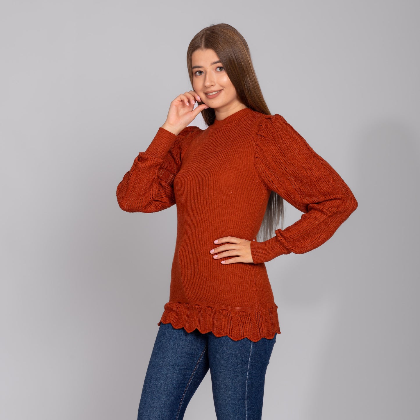 Havana Puff Sleeves Knitted Pullover