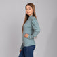 Mint Blue Knitted Ribbed Pullover With Puff Sleeves