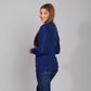 Navy Puff Sleeves Knitted Pullover