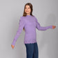 Light Purple Puff Sleeves Knitted Pullover