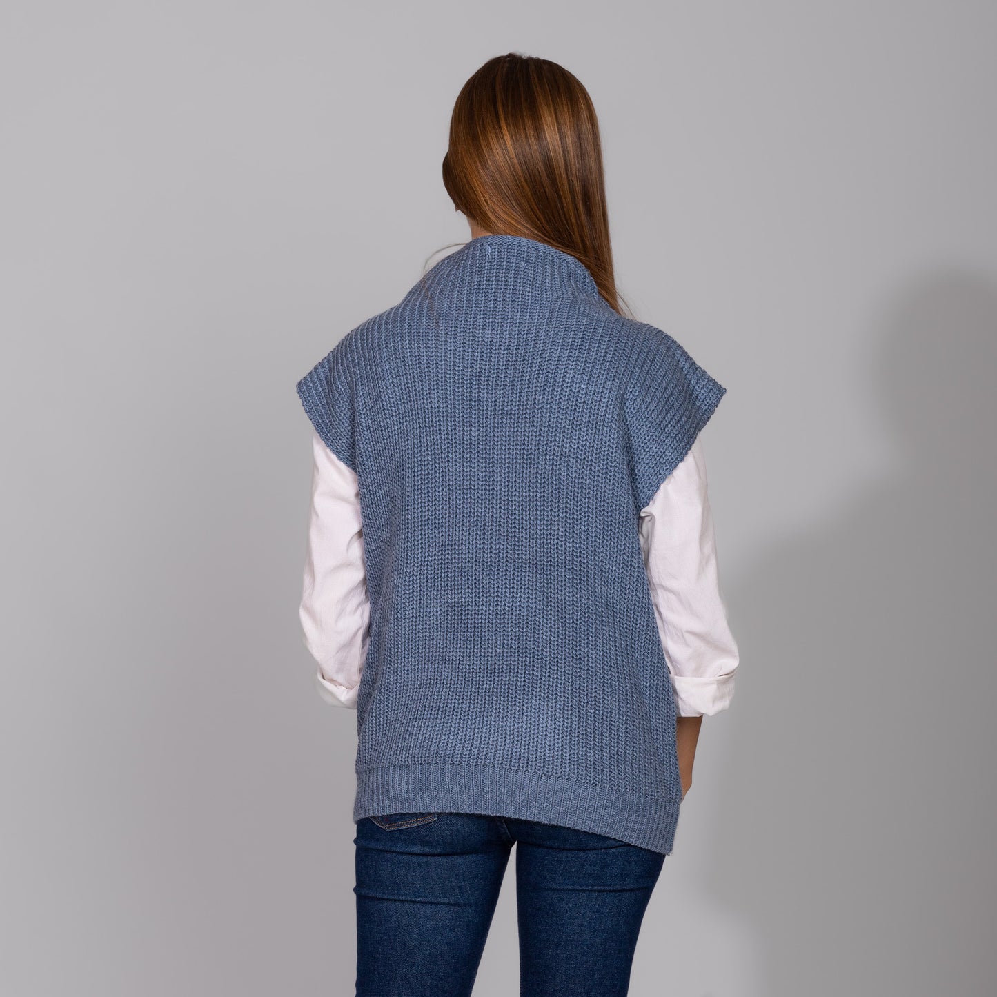 Steel Blue Neck Chain Knitted Vest