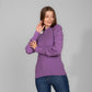 Purple Knitted Ribbed Pullover With Puff Sleeves