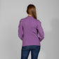 Purple Knitted Ribbed Pullover With Puff Sleeves