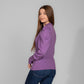 Purple Knitted Ribbed Pullover With Puff Sleeves