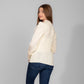 Beige Knitted Ribbed Pullover With Puff Sleeves