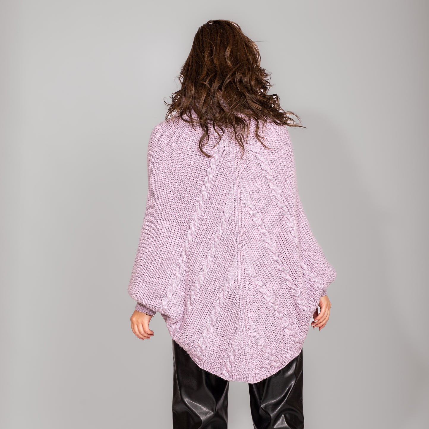 Lavender Turtle Neck Wool Poncho