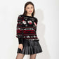 Black Knitted Merry Christmas Print Pullover