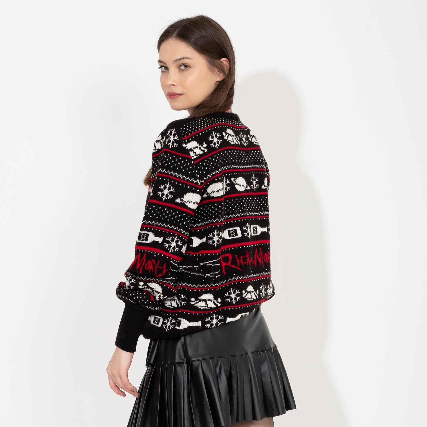 Black Knitted Merry Christmas Print Pullover