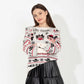 White Knitted Merry Christmas Print Pullover