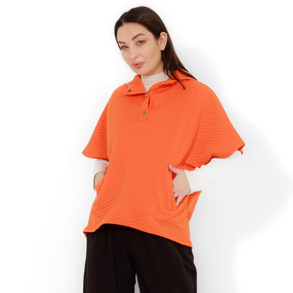 بونشو كابيتون برتقالي بغطاء رأس