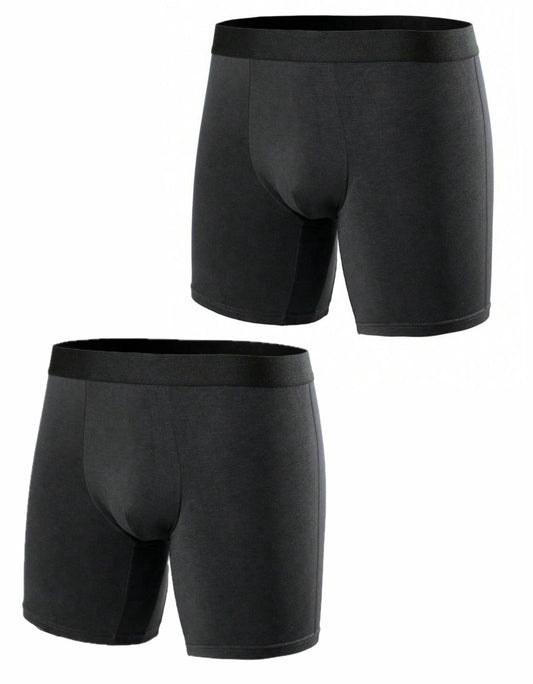 A Set of 2 Black Plain Cotton Boxers